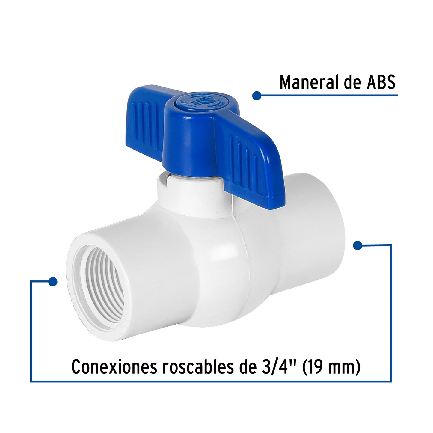 Válvula esfera de PVC 3/4' roscable, Foset PVC-ES-3/4R 49151 MM00