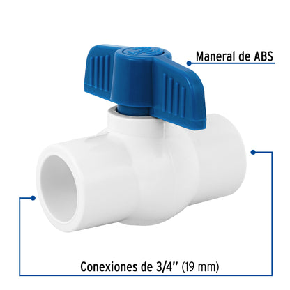 Válvula de esfera de PVC 3/4' para cementar, Foset PVC-ES-3/4 49157 MM00