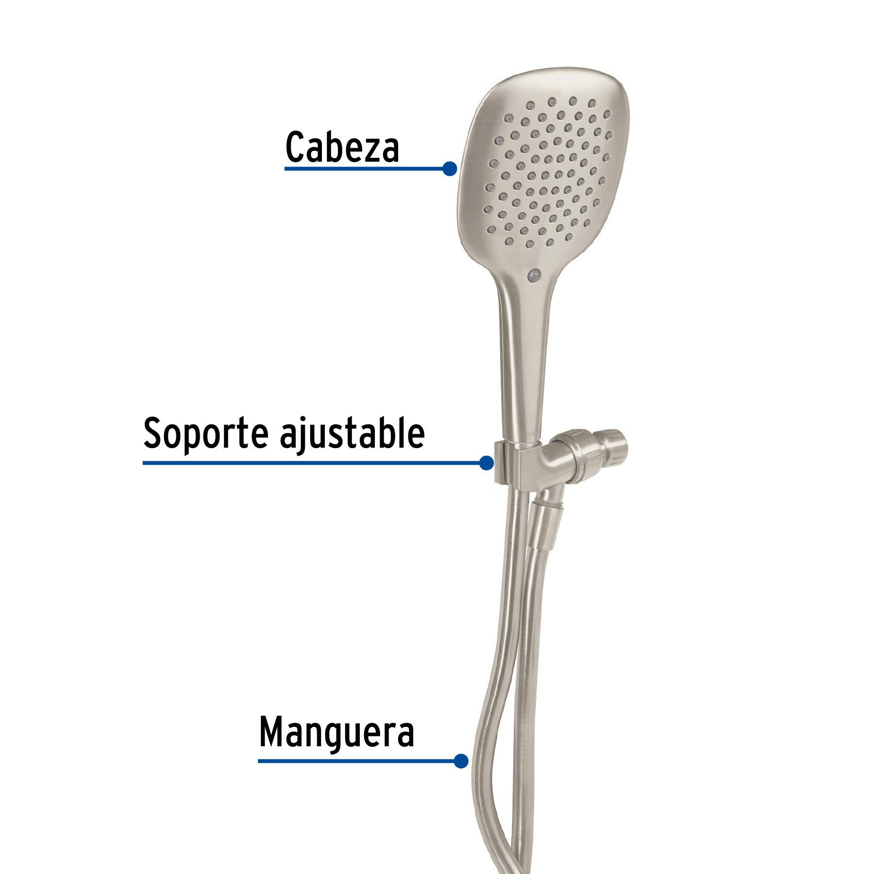 Regadera satín de teléfono con soporte, Foset Riviera R-013N 45786 MM00