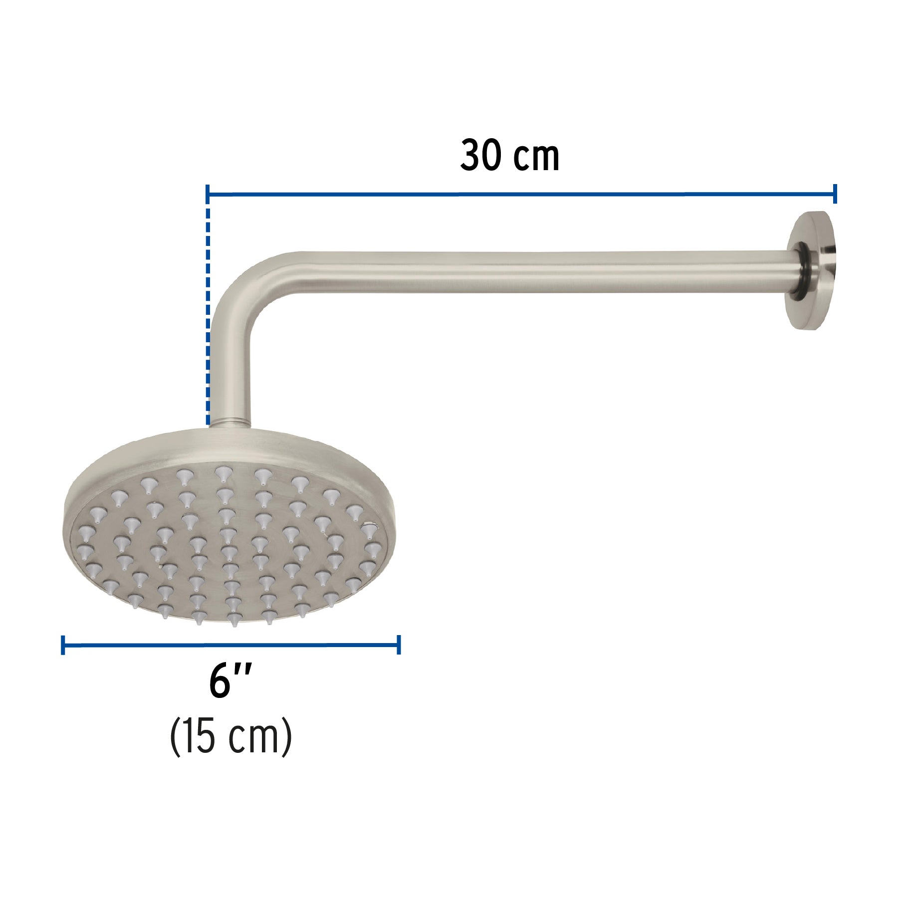 Regadera satín 6' plato redondo, con brazo, Foset Element R-206N 45576 MM00