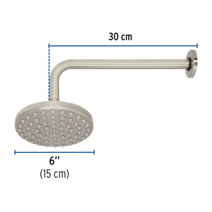 Regadera satín 6' plato redondo, con brazo, Foset Element R-206N 45576 MM00