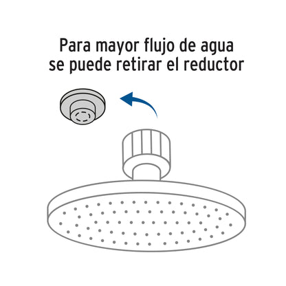 Regadera satín 6' plato redondo, sin brazo, Foset Element R-206SN 45582 MM00