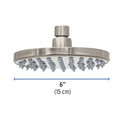 Regadera satín 6' plato redondo, sin brazo, Foset Element R-206SN 45582 MM00