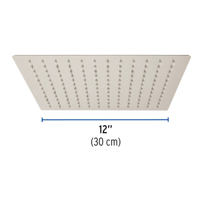 Regadera satín 12' plato cuadrado delgado sin brazo, Riviera R-312SN 45784 MM00