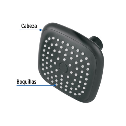 Regadera cuadrada de ABS 3-3/4' sin brazo, negro, Basic R-401SM 48421 MM00