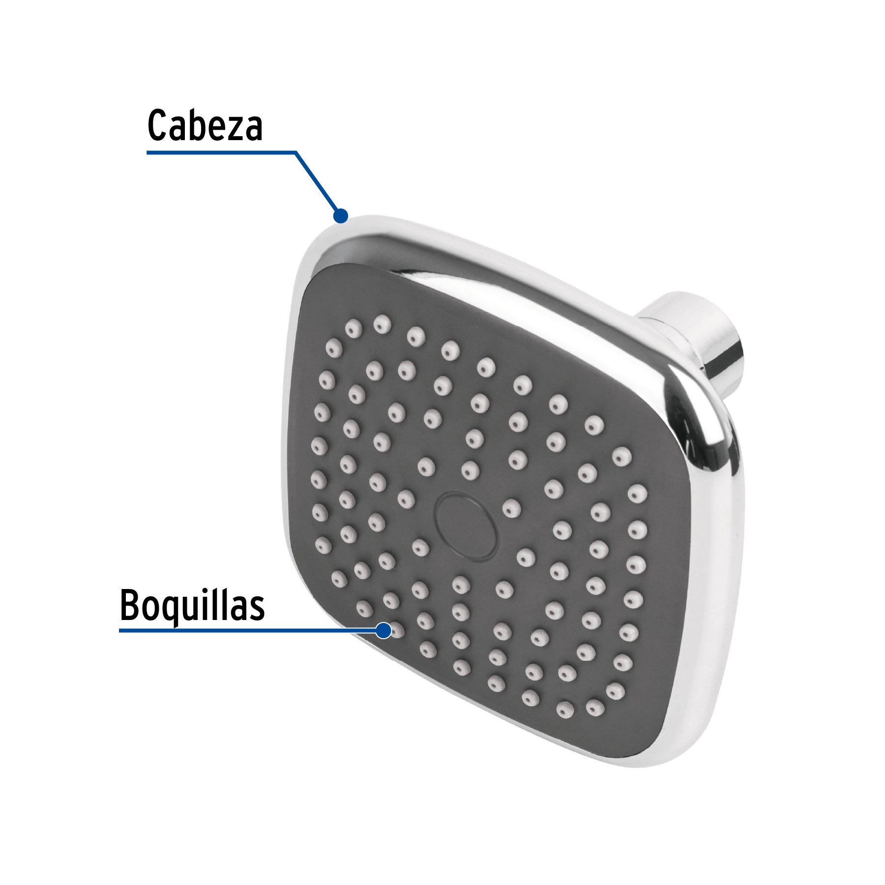 Regadera cuadrada de ABS 3-3/4' sin brazo, Foset Basic R-401S 45066 MM00