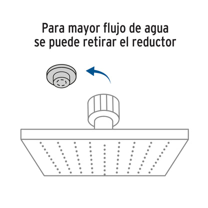 Regadera cuadrada ABS 4' acabado satín con brazo, Foset R-403N 46738 MM00