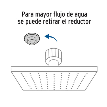 Regadera cuadrada ABS 4' acabado cromo sin brazo, Foset R-403S 46733 MM00