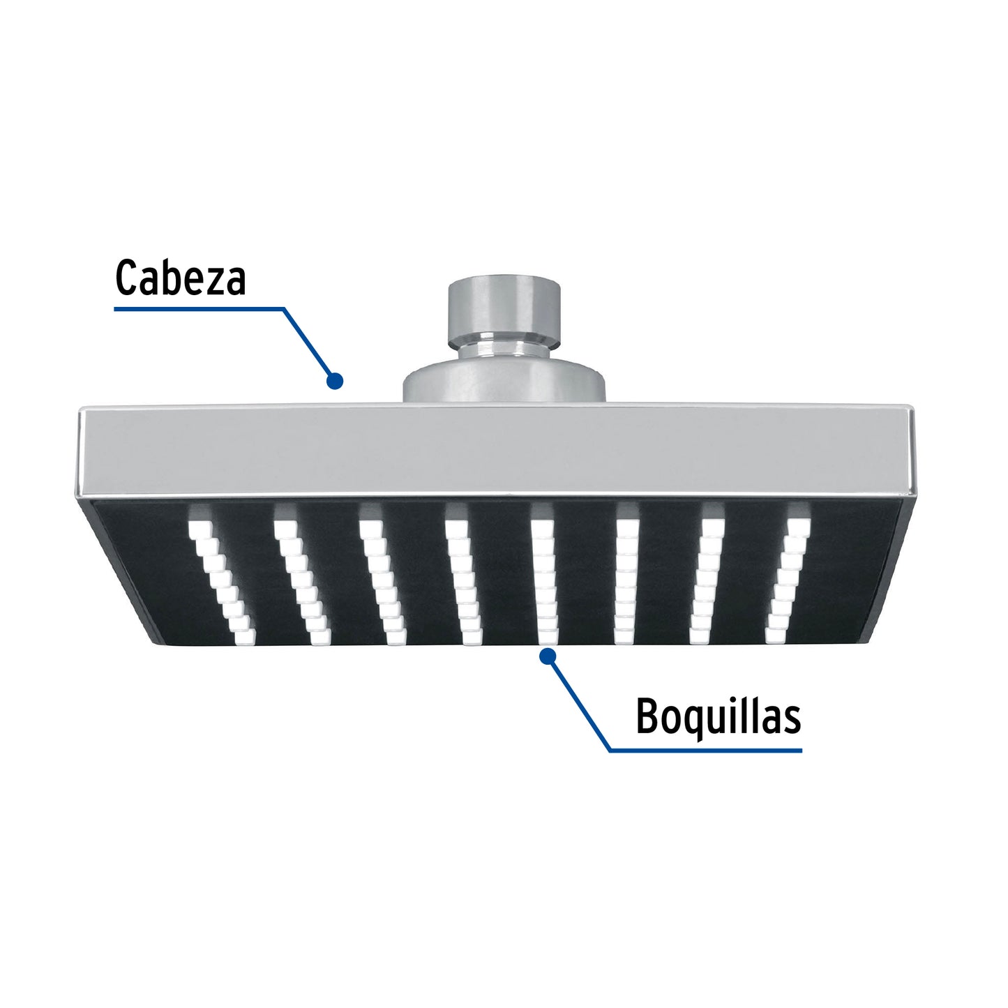 Regadera cuadrada ABS 6' acabado cromo sin brazo, Foset R-404S 46735 MM00