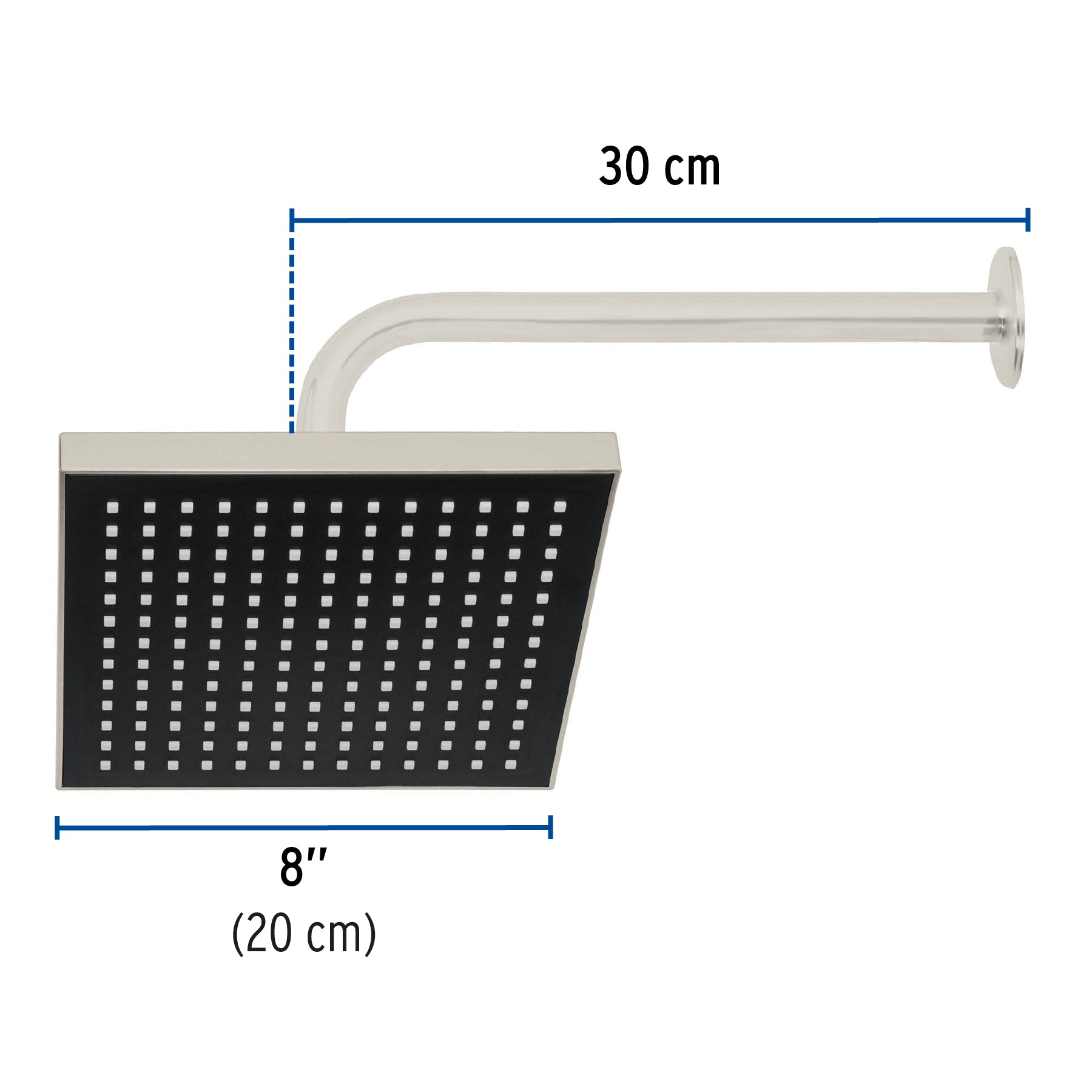 Regadera cuadrada ABS 8' acabado satín con brazo, Foset R-405N 46742 MM00