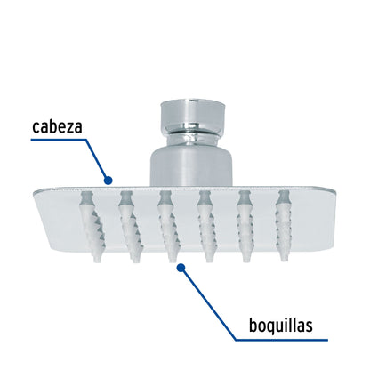 Regadera cuadrada 4', acero inox, sin brazo, cromo, Túbig R-413S 47735 MM00