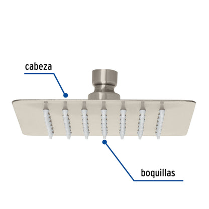 Regadera cuadrada 6', acero inox, sin brazo, satín, Túbig R-414SN 47743 MM00