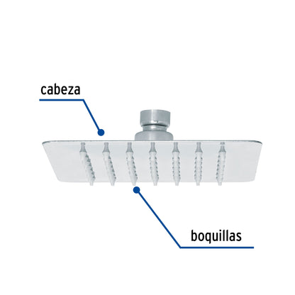 Regadera cuadrada 6', acero inox, sin brazo, cromo, Túbig R-414S 47737 MM00