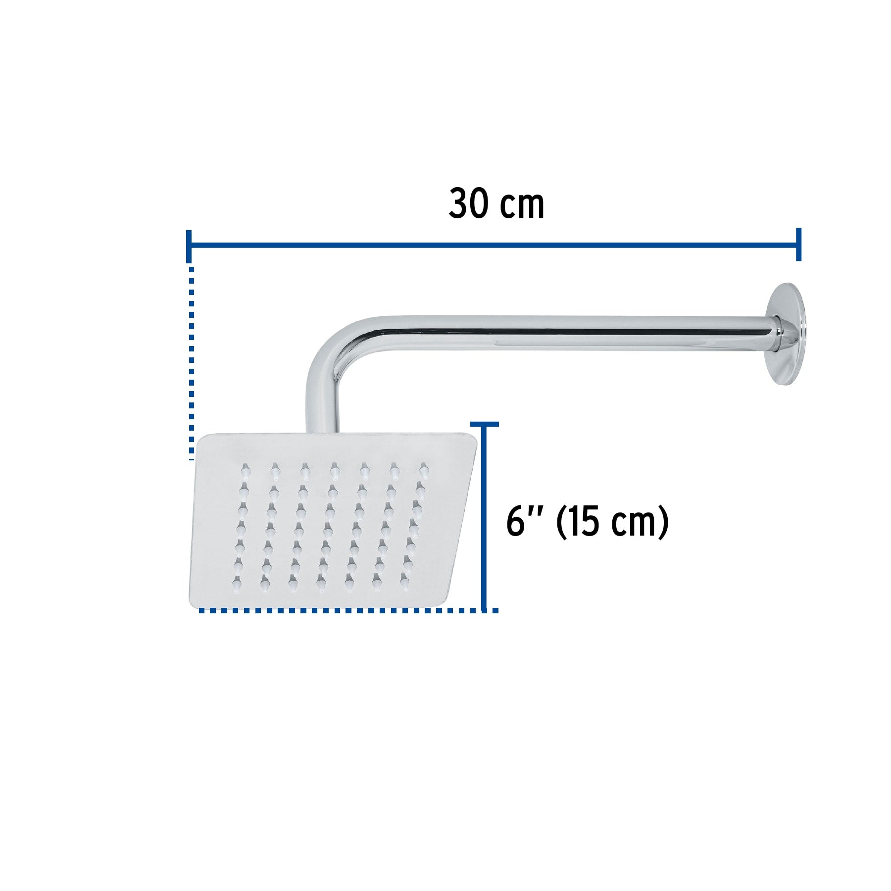 Regadera cuadrada 6', acero inox, con brazo, cromo, Túbig R-414 47736 MM00