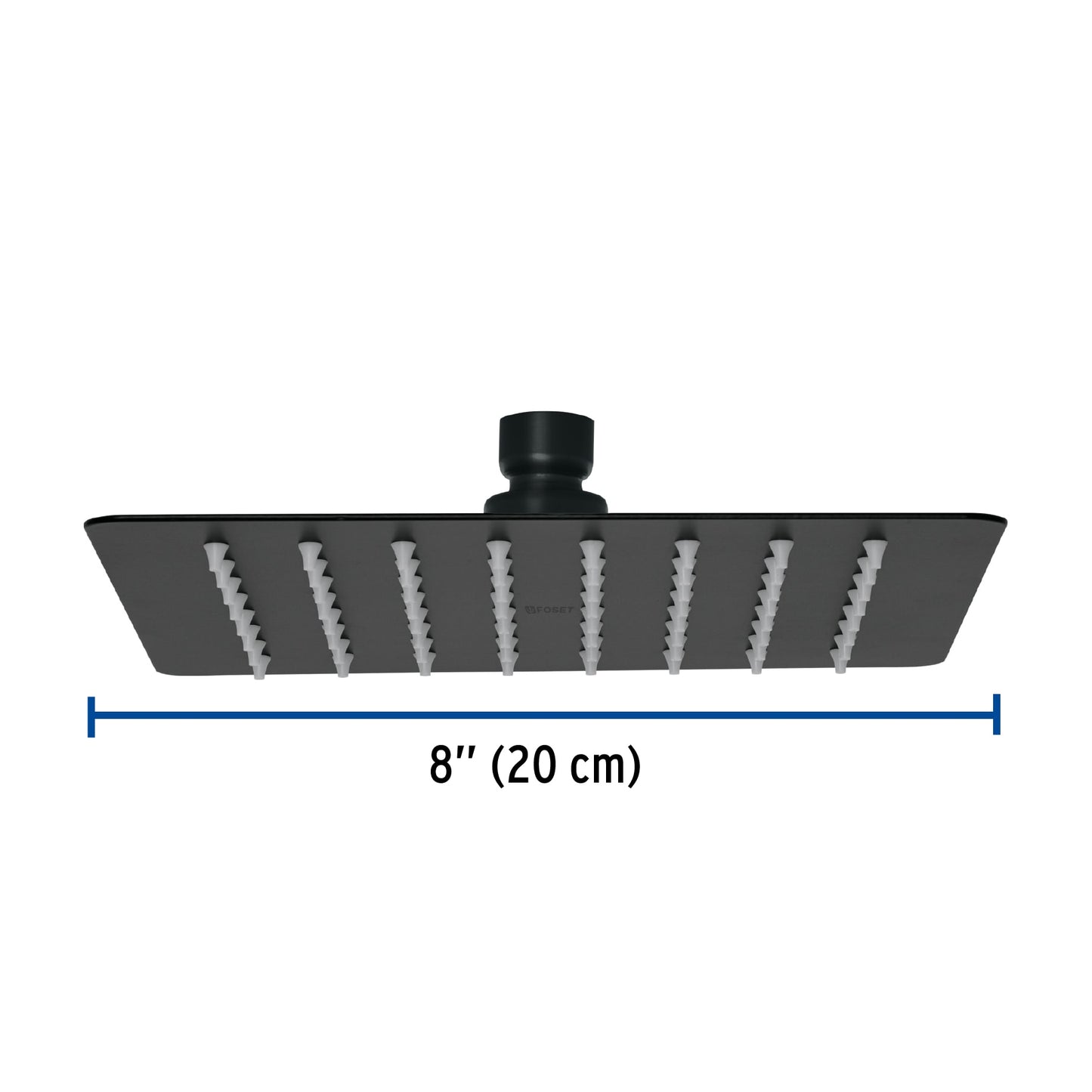 Regadera cuadrada 8', acero inox, sin brazo, negro, Túbig R-415SM 47751 MM00