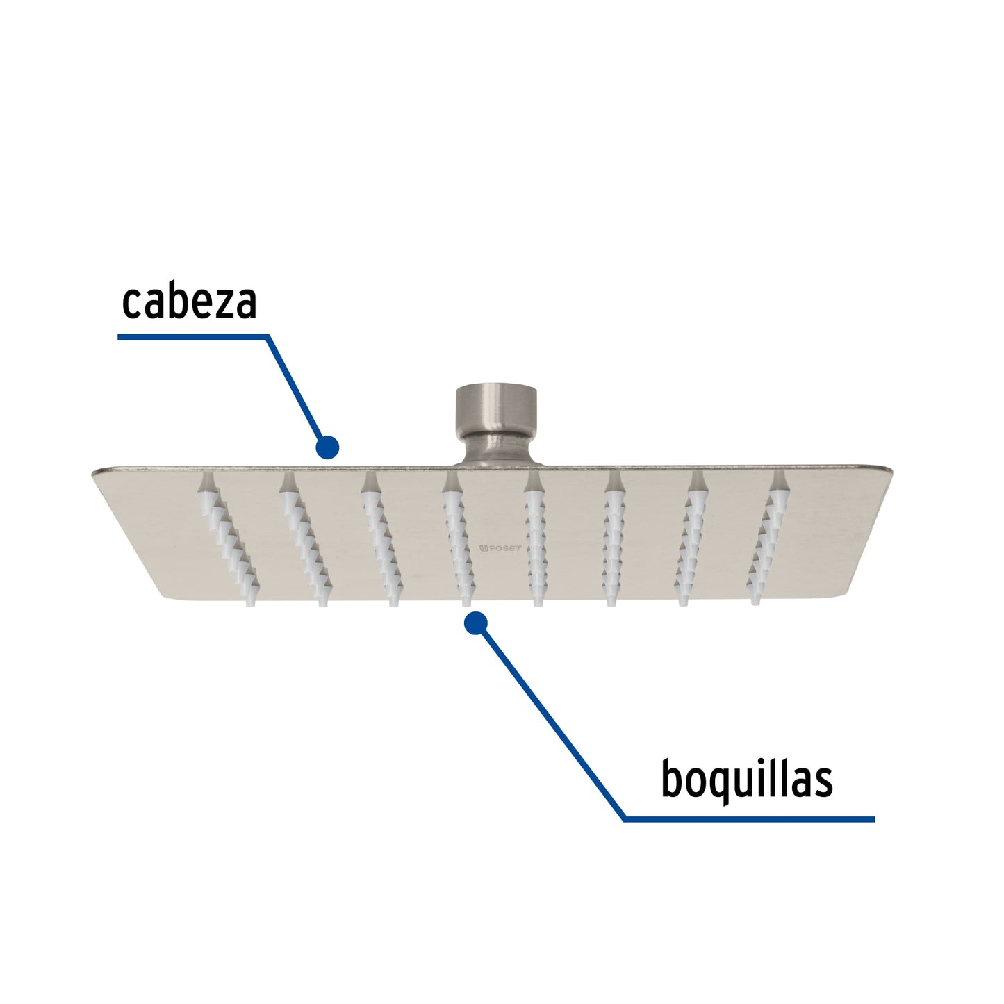 Regadera cuadrada 8', acero inox, sin brazo, satín, Túbig R-415SN 47745 MM00