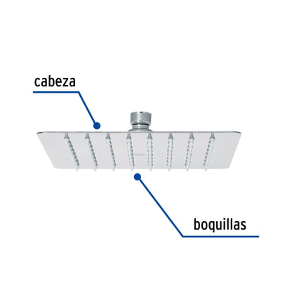 Regadera cuadrada 8', acero inox, sin brazo, cromo, Túbig R-415S 47739 MM00