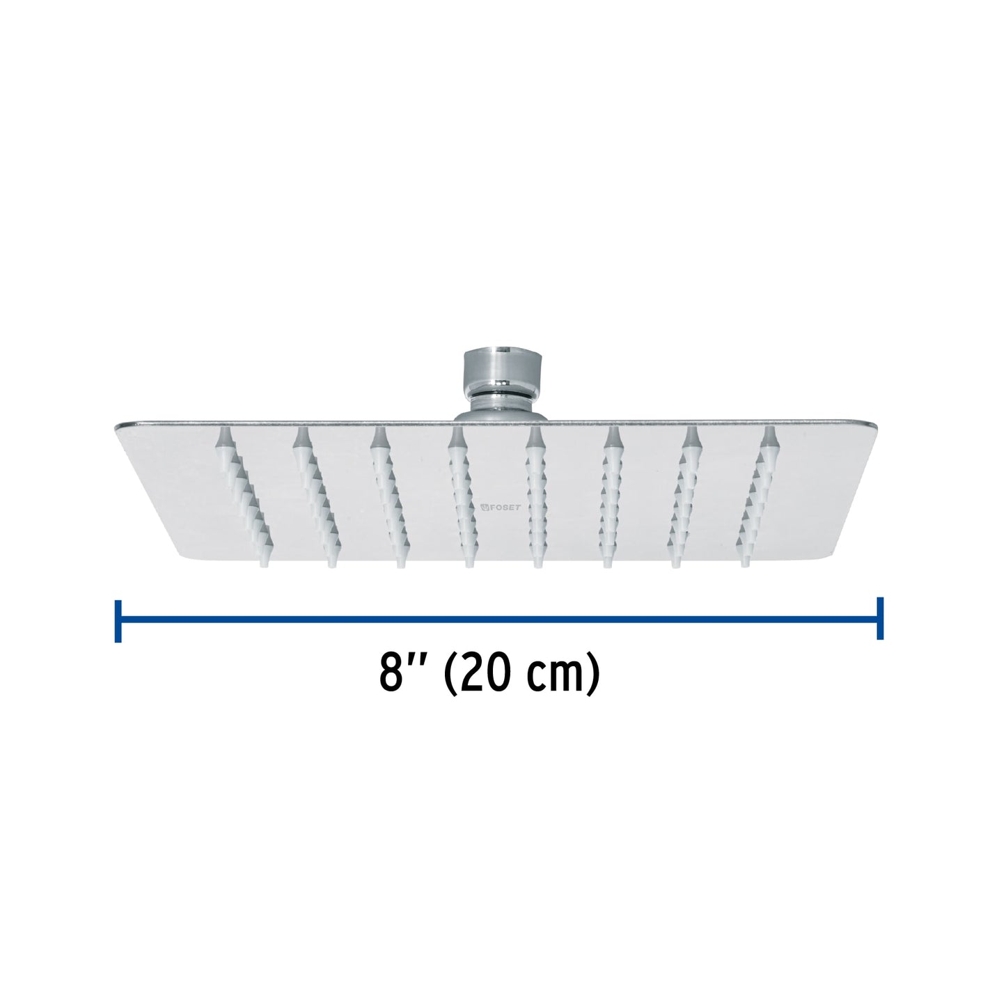 Regadera cuadrada 8', acero inox, sin brazo, cromo, Túbig R-415S 47739 MM00