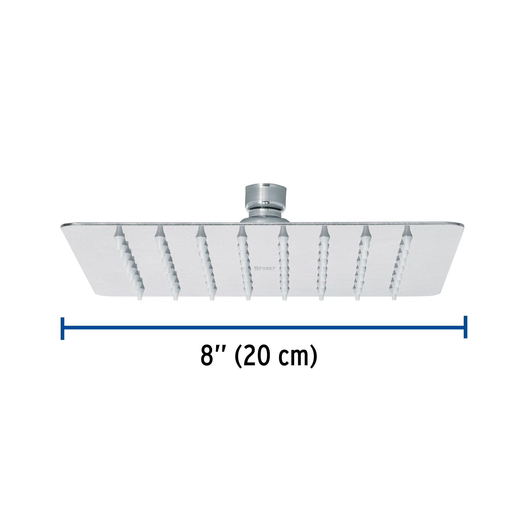 Regadera cuadrada 8', acero inox, sin brazo, cromo, Túbig R-415S 47739 MM00