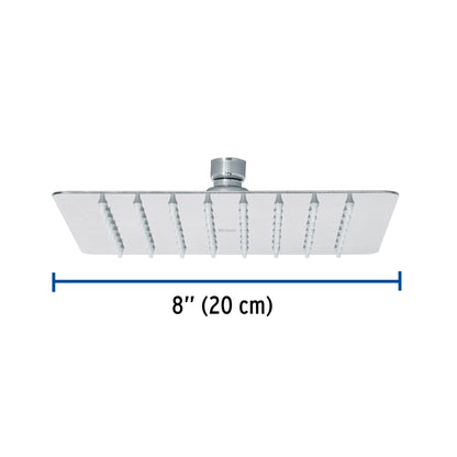 Regadera cuadrada 8', acero inox, sin brazo, cromo, Túbig R-415S 47739 MM00