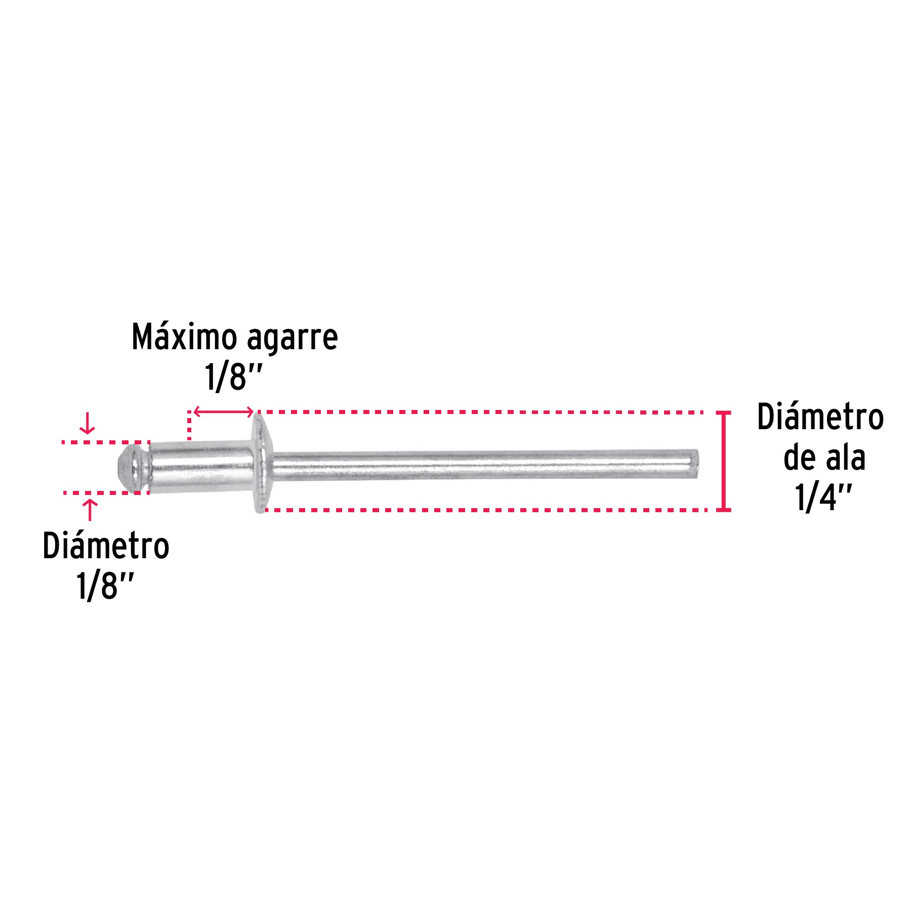 Bolsa con 50 remaches 1/8' x 1/8' de aluminio, ala 1/4' R-42B 44518 MM00