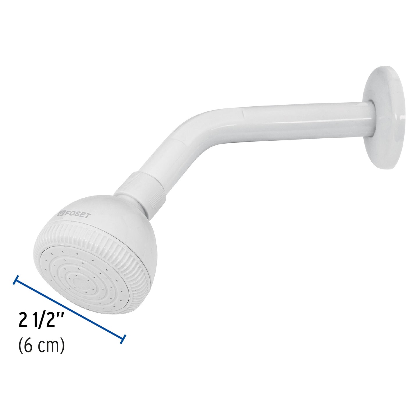 Regadera plástica redonda 2-1/2' blanca, Foset Basic R-500 49269 MM00