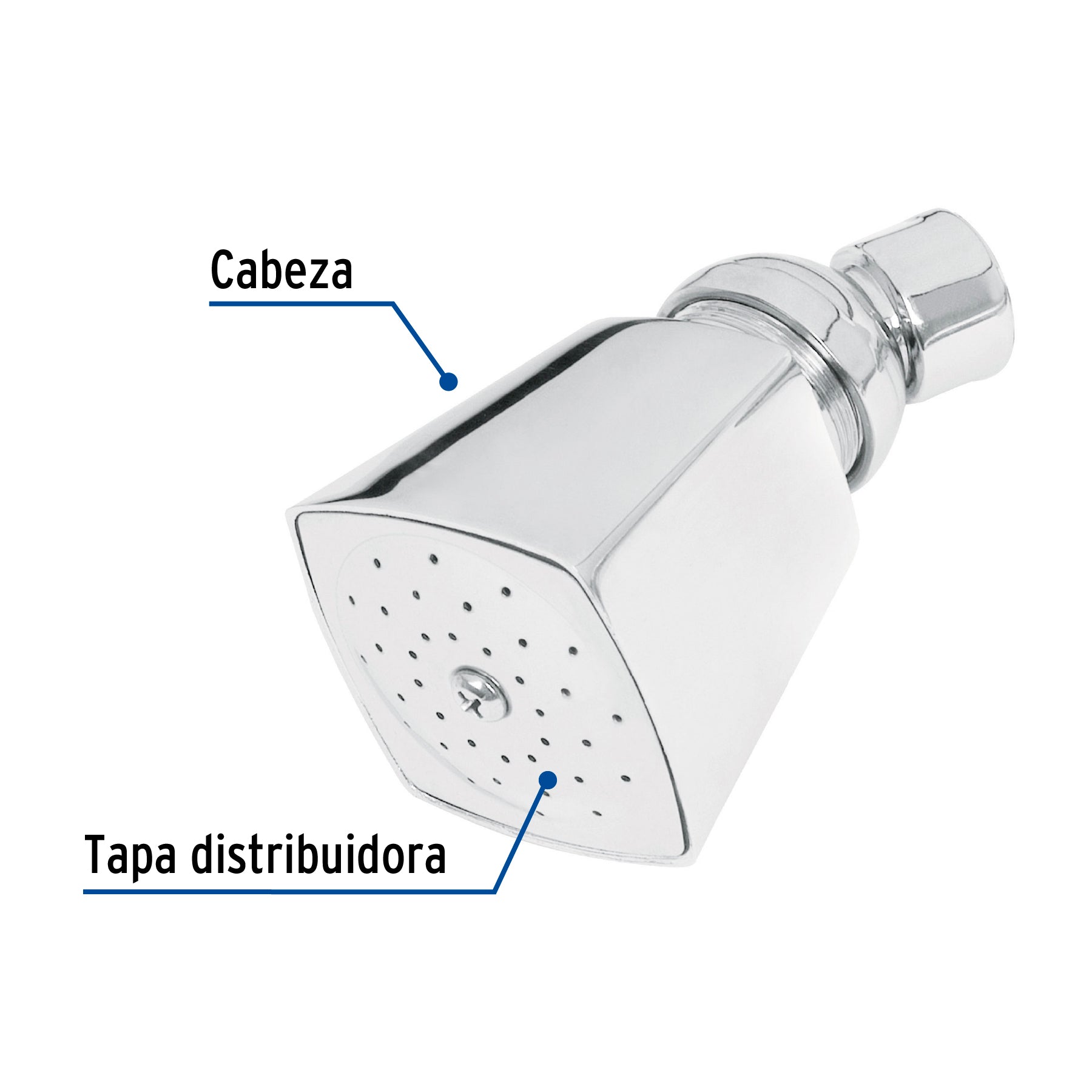 Regadera cuadrada metálica 2' sin brazo, Foset Aqua R-501S 44494 MM00