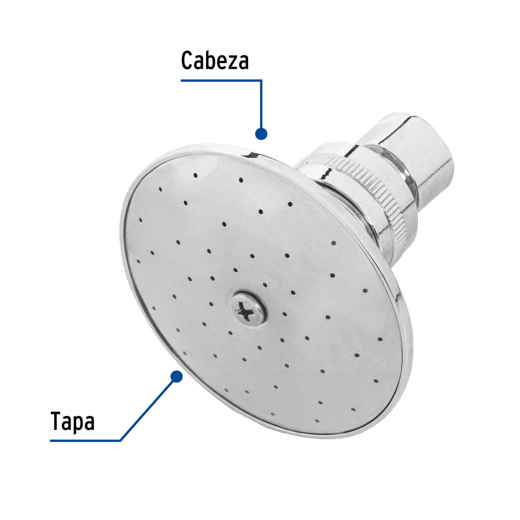 Regadera redonda metálica 3' sin brazo, Foset Aqua R-502S 45059 MM00