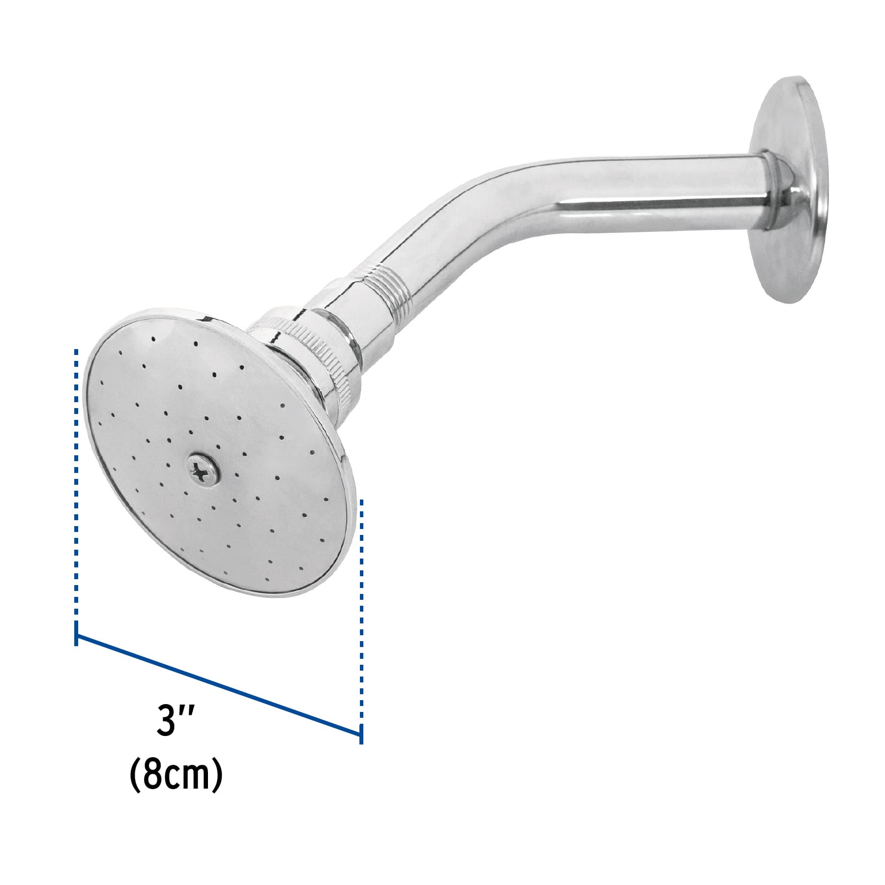 Regadera redonda 3' brazo y chapetón de acero, Foset Aqua R-502 45058 MM00