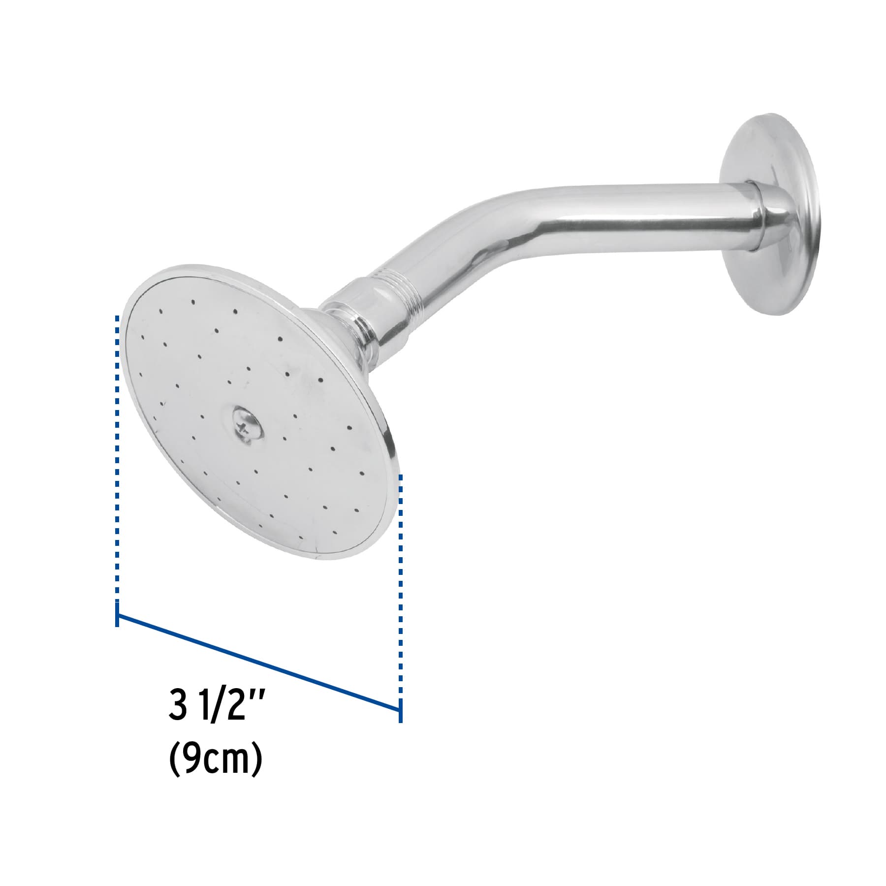 Regadera redonda 3-1/2' brazo y chapetón de acero, Aqua R-504 49247 MM00