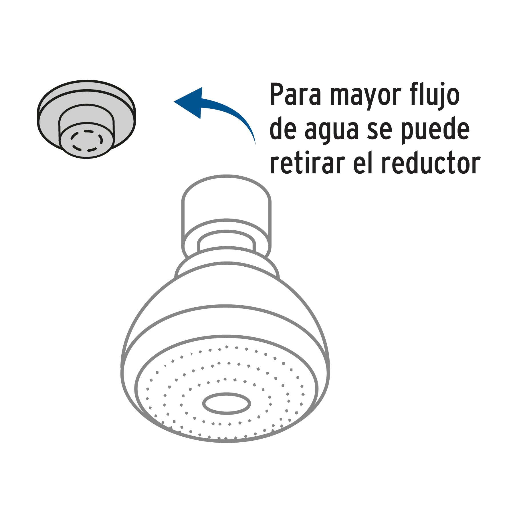 Regadera redonda de ABS 2-1/2' gris-cromo sin brazo, Basic R-506S 49412 MM00