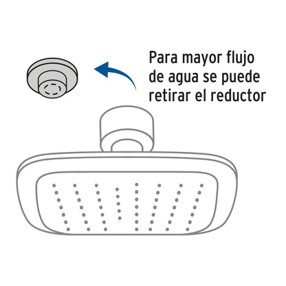 Regadera cuadrada plato ancho 6' brazo inox a muro, Aero R-510 49451 MM00