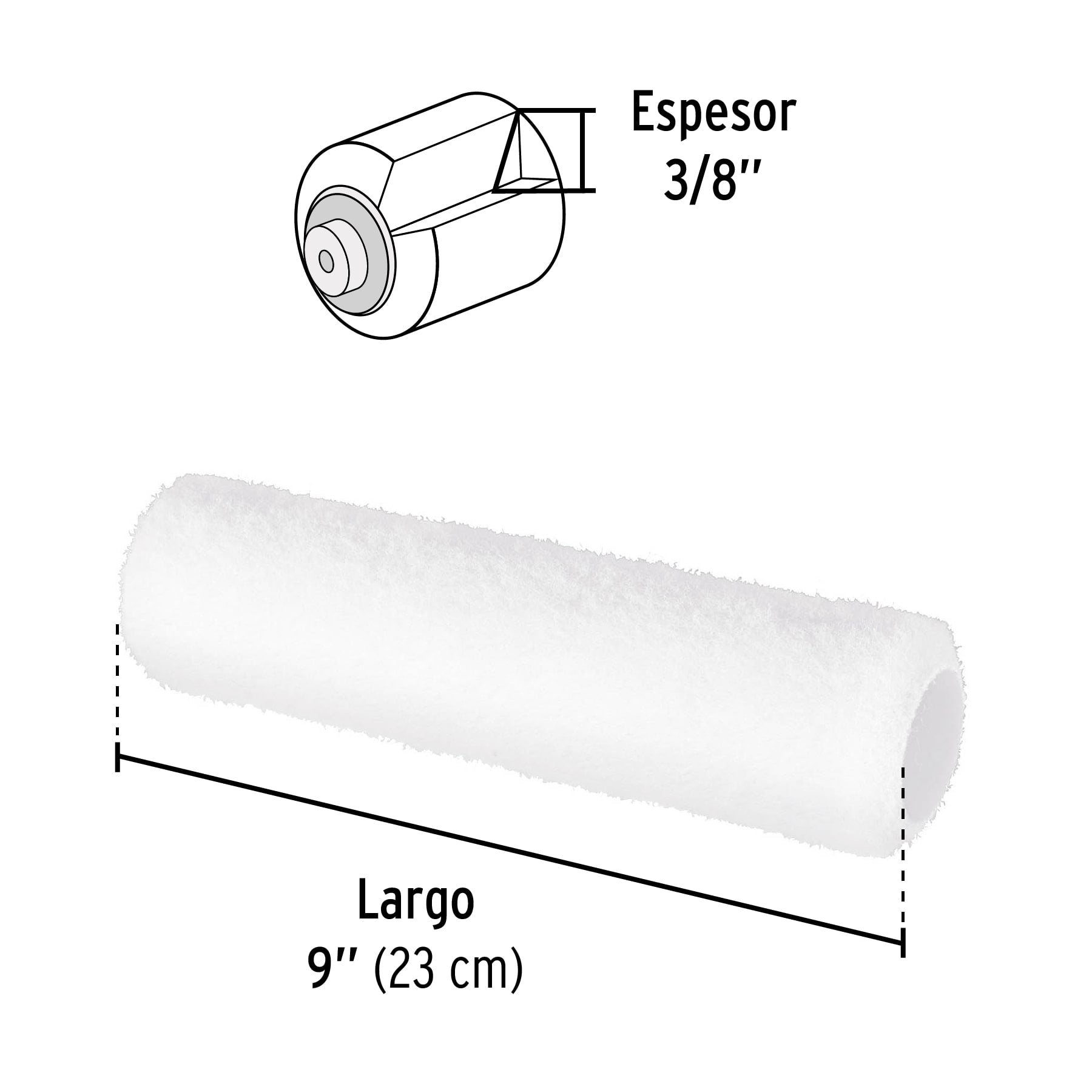 Felpa para rodillo, 9 x 3/8', superficies lisas, Pretul R-ROPI-910P 28041 MM0