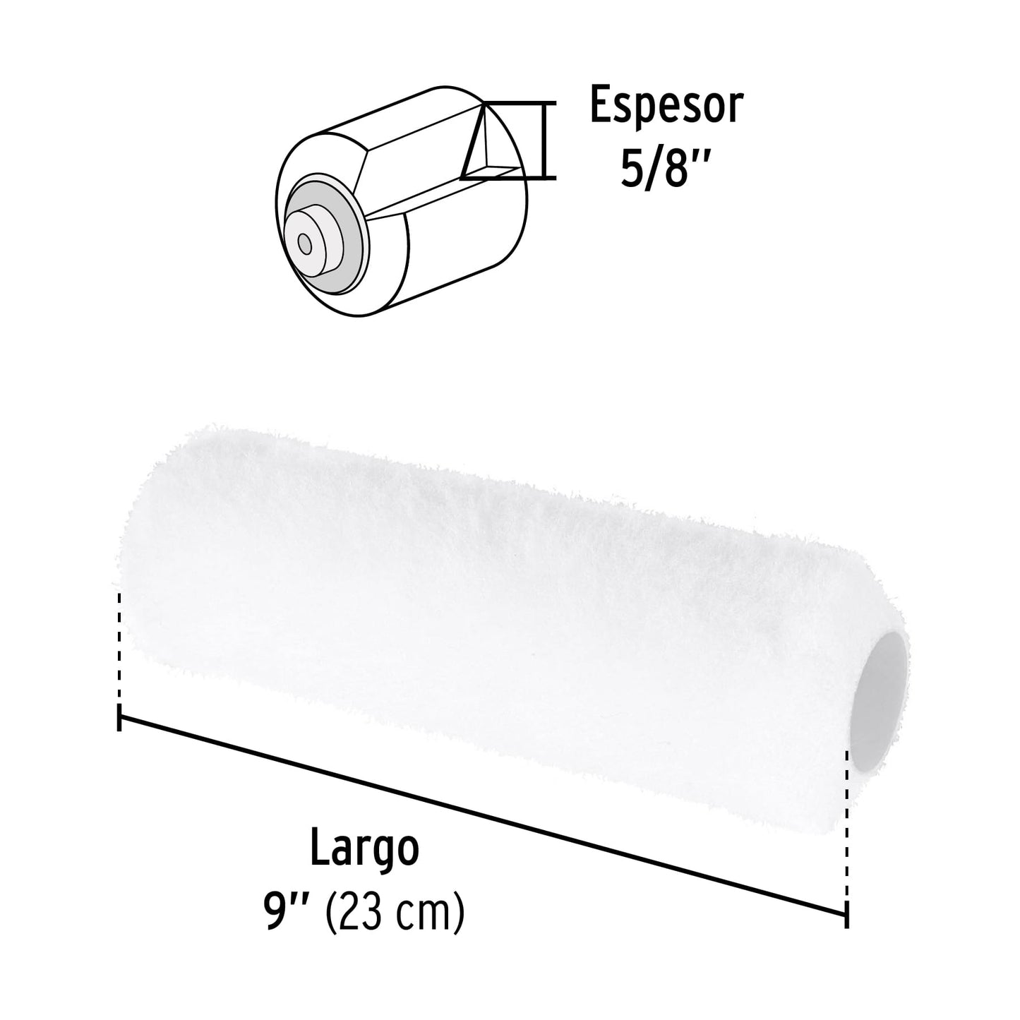 Felpa para rodillo, 9 x 5/8',superficies poco rugosas,Pretul R-ROPI-915P 28042 MM0