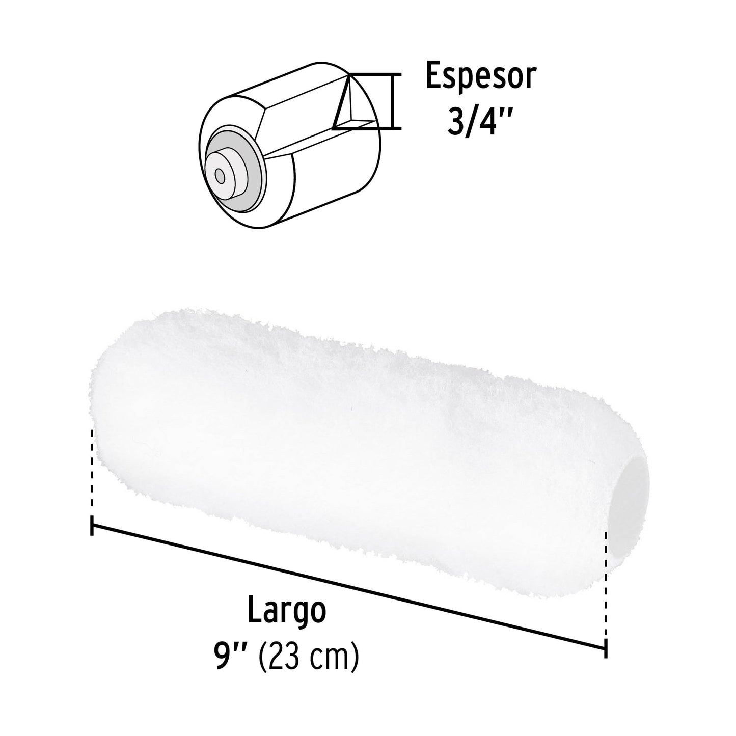 Felpa para rodillo, 9 x 3/4', superficies rugosas, Pretul R-ROPI-920P 28043 MM0