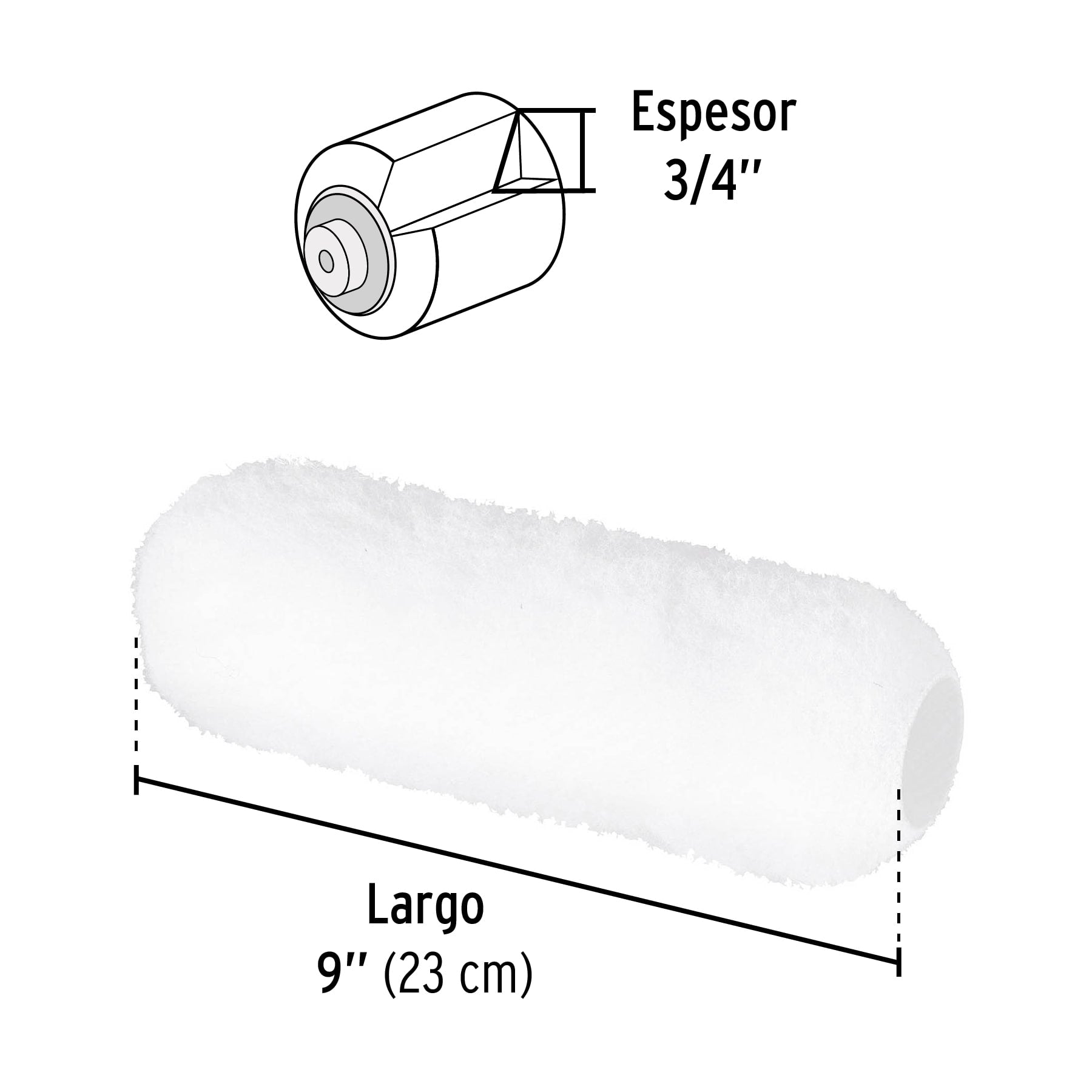 Felpa para rodillo, 9 x 3/4', superficies rugosas, Pretul R-ROPI-920P 28043 MM0