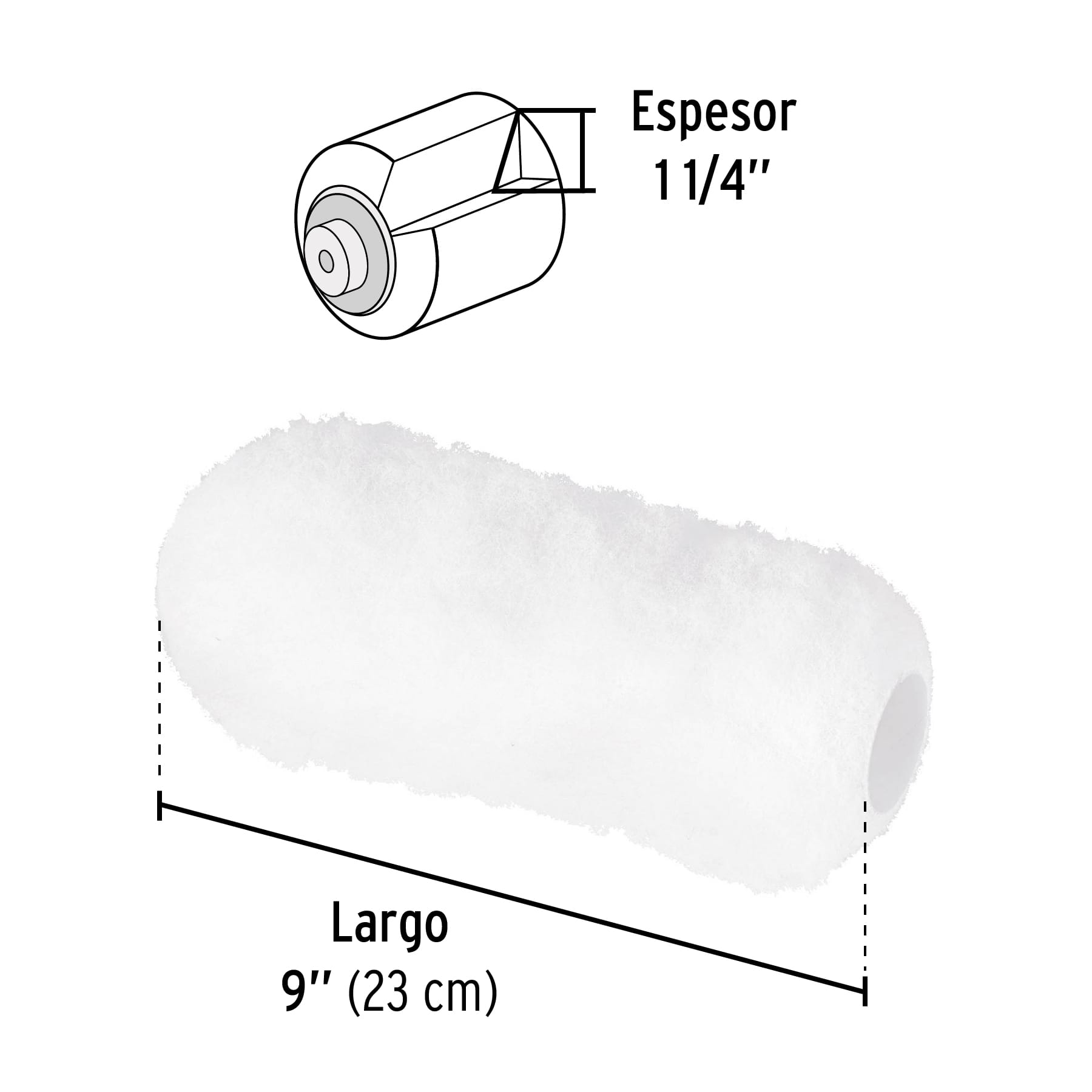 Felpa para rodillo, 9x1-1/4,superficies extra rugosas,Pretul R-ROPI-930P 28045 MM0