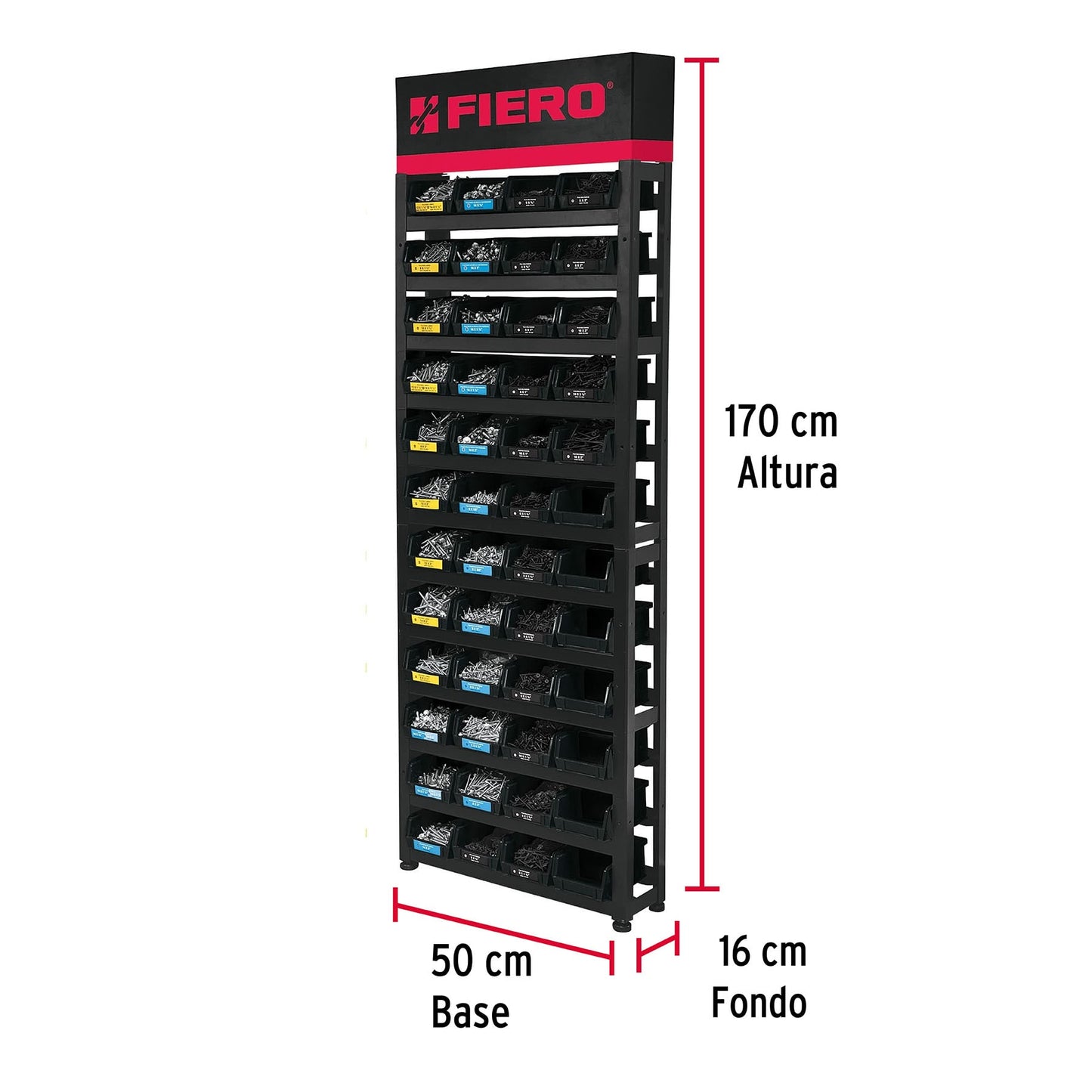 Rack modular para tornillos c/48 gavetas s/producto, Fiero R-TOR-1 55729 MM3