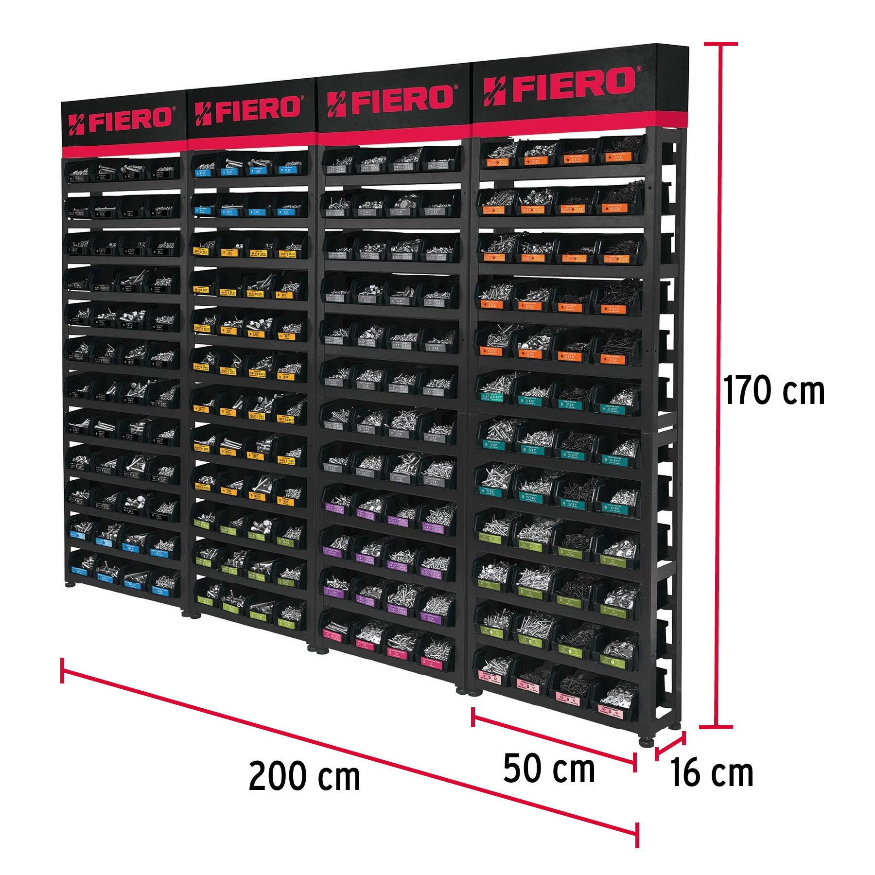 Rack modular con tornillos, 192 gavetas R-TOR-4 55728 MM1