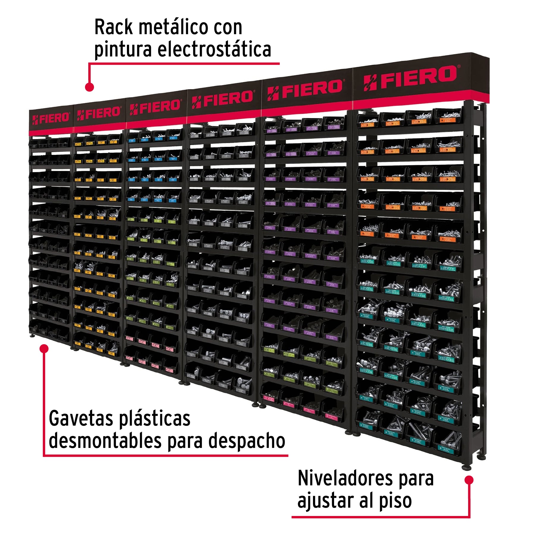 Rack modular con tornillos, 288 gavetas R-TOR-6 55953 MM1