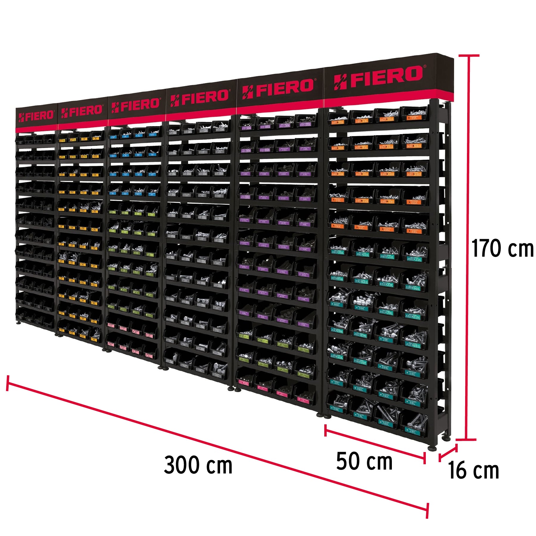 Rack modular con tornillos, 288 gavetas R-TOR-6 55953 MM1