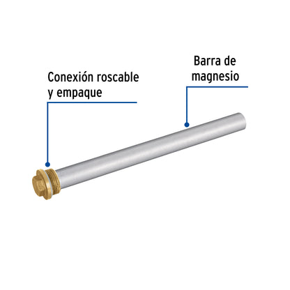 Ánodo de magnesio para calentador solar, 3/4', Foset R2-CALE-S 44354 MM00