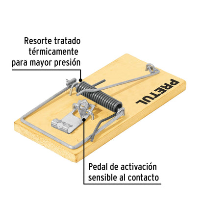 Bolsa con 2 trampas de 4' de madera para ratón, Pretul RAT-4M 23709 MM00