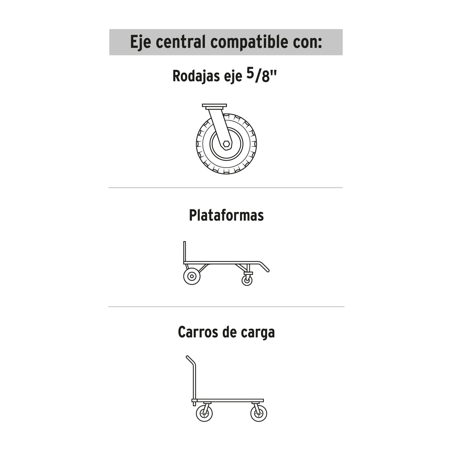 Rueda de hule sólido 4-1/2' para diablo, un balero, Pretul RD-41 45476 MM0