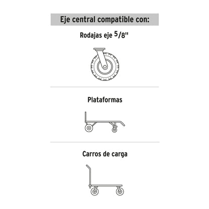 Rueda de hule sólido 4-1/2' para diablo, un balero, Pretul RD-41 45476 MM0