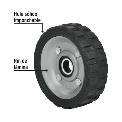 Rueda de hule sólido 4-1/2' para diablo, un balero, Pretul RD-41 45476 MM0