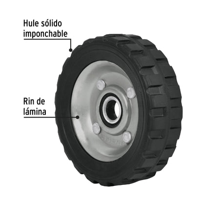 Rueda de hule sólido 5' para diablo, un balero, Pretul RD-51 45478 MM0