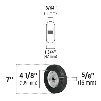 Rueda de hule sólido 7' para diablo, un balero, Pretul RD-71 45482 MM0