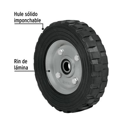 Rueda de hule sólido 7' para diablo, un balero, Pretul RD-71 45482 MM0