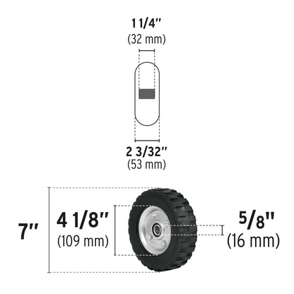 Rueda de hule sólido 7' para diablo, doble balero, Pretul RD-72 45483 MM0